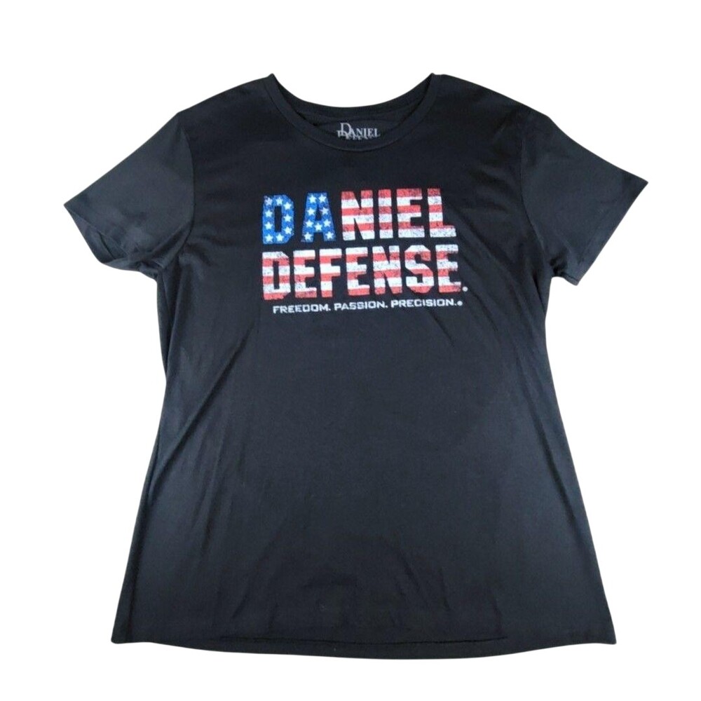 Daniel Defense Shirt Womens 3XL Black USA Flag Graphic Tee Freedom Passion